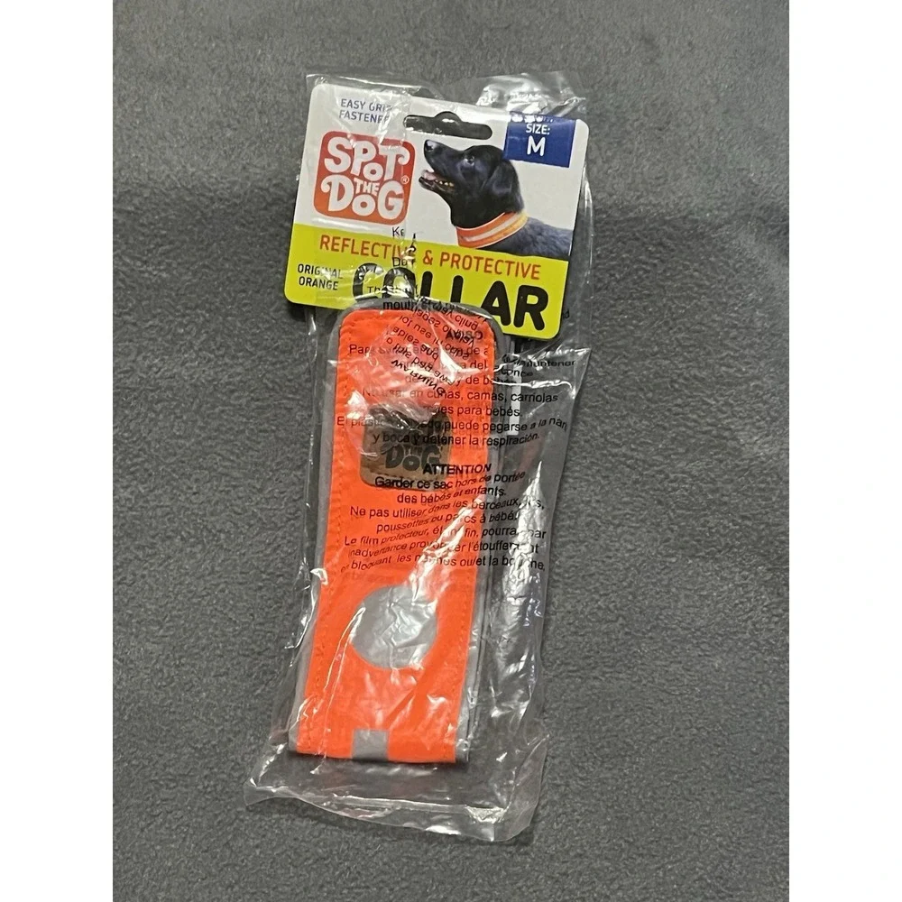 New Orange Spot The Dog Reflective & Protective Dog Collar Size Medium 15-45 Lbs